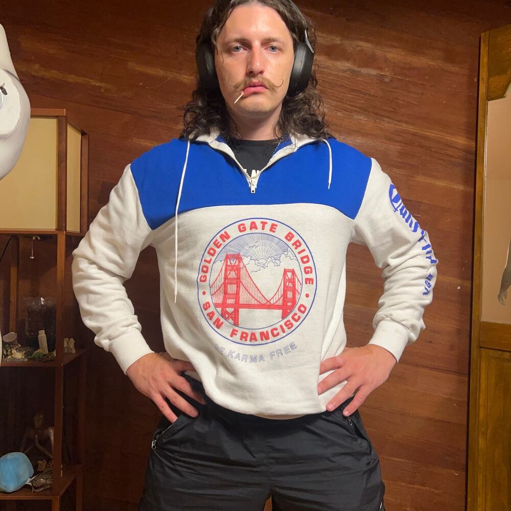 VINTAGE 80s San Francisco 1/4 Zip Sweatshirt Size M Sportswear California Retro
